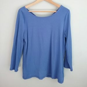 Talbots Blue Long Sleeve Keyhole Top
